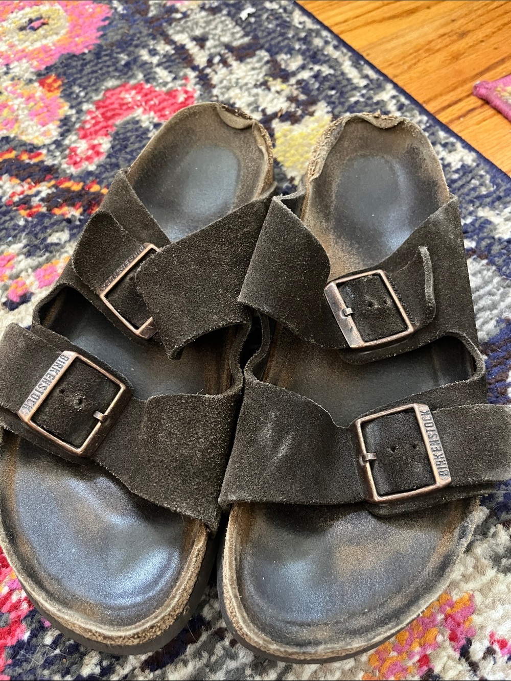 Birkenstock Arizona Suede Two-Strap Sandals - Dark Brown WOMENS SIZE 10